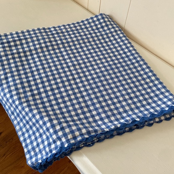 Blue & White Checked Valance - 12.5” x 60” - Picture 1 of 9